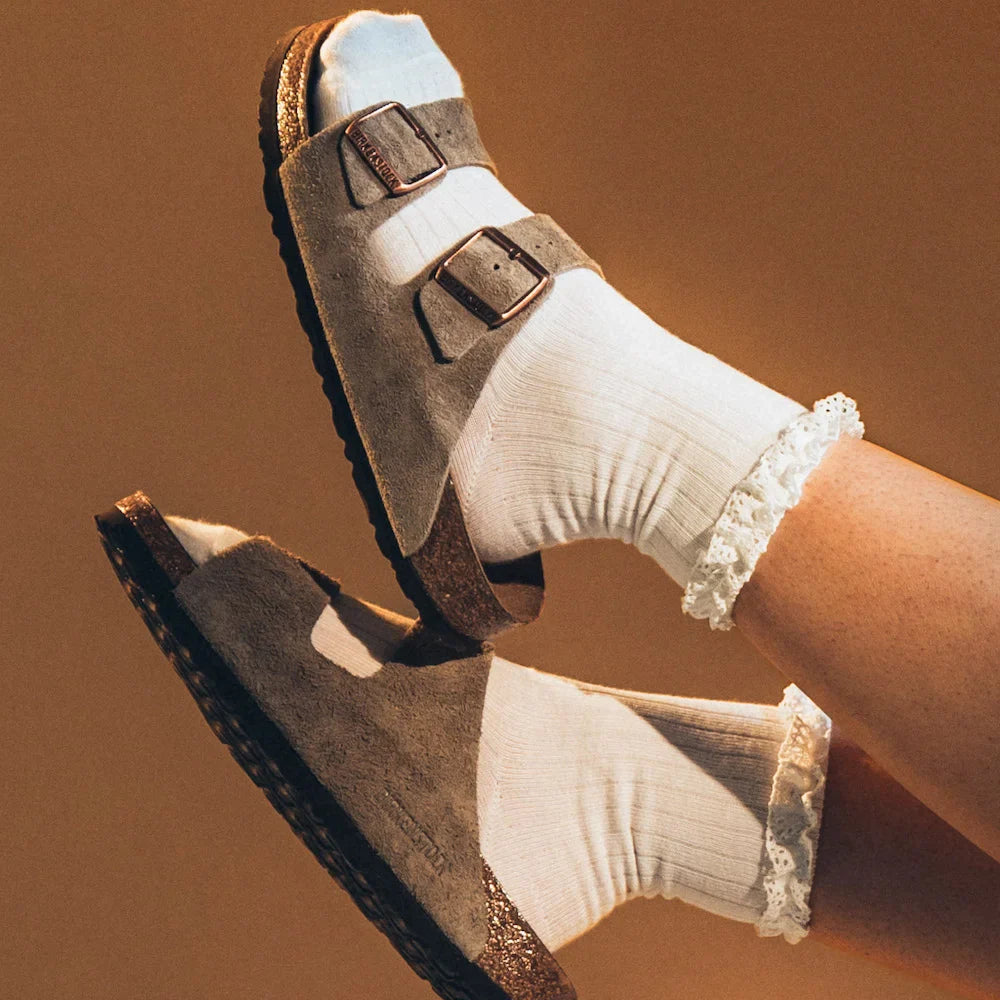 Arizona Suede Leather Soft Footbed Taupe