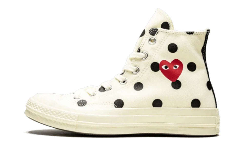 Chuck Taylor All-Star 70s Hi Comme des Garçons PLAY Polka Dot White