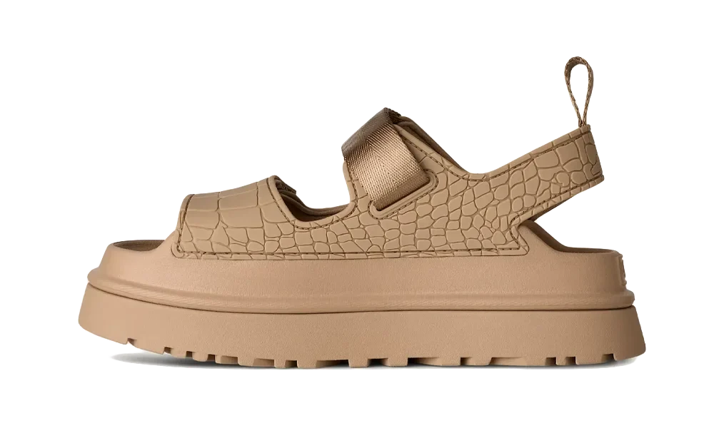 GoldenGlow Embossed Sandal Mustard Seed