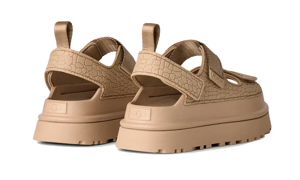 GoldenGlow Embossed Sandal Mustard Seed