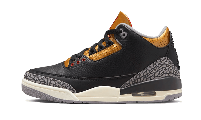Air Jordan 3 Retro Schwarz Zement Gold