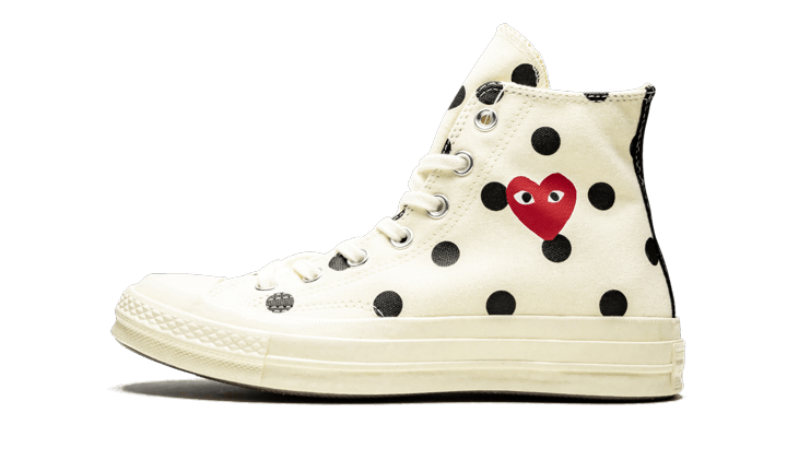 Chuck Taylor All-Star 70s Hi Comme des Garçons PLAY Polka Dot White