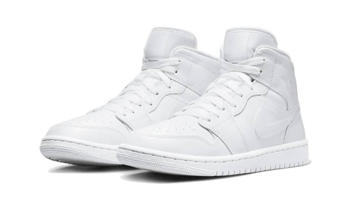 Air Jordan 1 Mid Triple White Patent Swoosh - DV0991-111