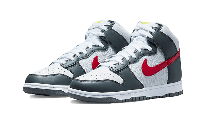 Nike Dunk High Embossed Basketball Grey Red - FD0668-001